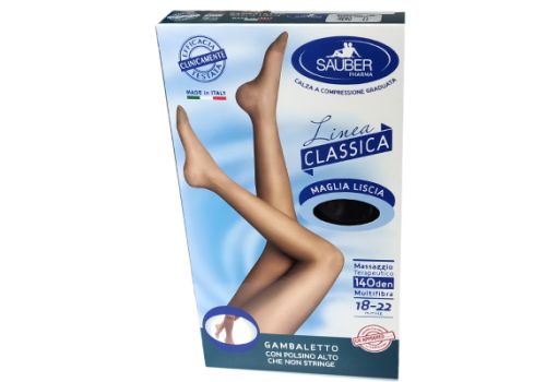 SAUBER GAMBALETTO COMPRESSIONE GRADUATA MAGLIA LISCIA 140DEN 18-22MMHG TG.4 NERO