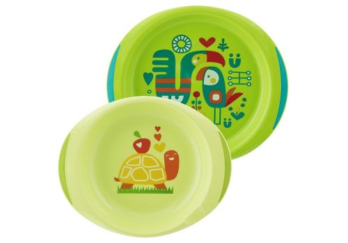 Chicco set piatto fondo + piatto piano 12m+
