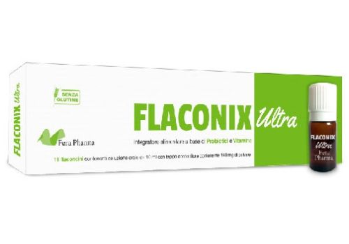 Flaconix Ultra integratore per l'equilibrio della flora batterica intestinale 11 flaconcini + 140mg di polvere