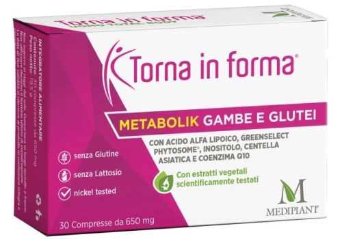 Metabolik Torna in forma gambe e glutei integratore per il drenaggio dei liquidi e gli inestetismi della cellulite 30 compresse