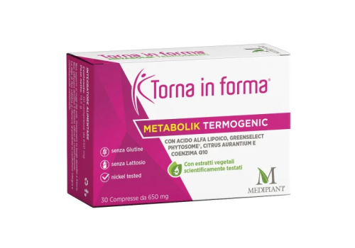Torna in forma Metabolik Termogenic integratore per il controllo del peso 30 compresse