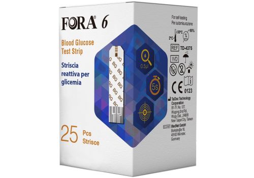 Fora 6 strisce reattive per la misurazione della glicemia 25 pezzi