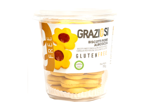 Sarchio fiore albicocca biscotti ripieni senza glutine 190 grammi