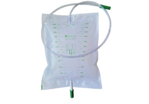 Farmacare sacca da letto per raccolta urina 2 litri con tubo di scarico 130cm e valvola anti-reflusso 10 pezzi
