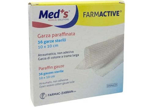 Med's farmactive paraffinate sterili per ustioni ferite e scottature 10 x 10cm 36 garze