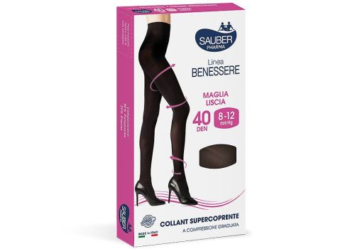 SAUBER COLLANT SUPERCOPRENTE COMPRESSIONE GRADUATA MAGLIA LISCIA 40DEN 8-12MMHG TG.IV NERO