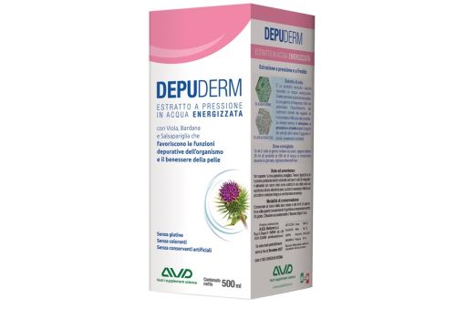Depuderm estratto a pressione in acqua energizzata favorisce le funzioni depurative  e il benessere della pelle 500ml