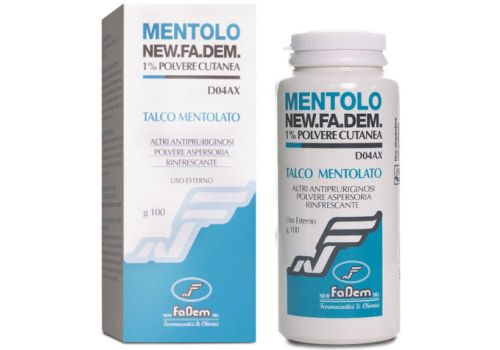 Mentolo 1% polvere cutanea talco mentolato polvere aspersoria rinfrescante 100 grammi