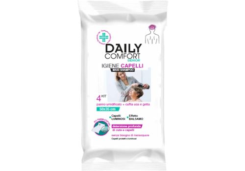 Daily Comfort Senior maxi shampoo kit panno umidificato + cuffia usa e getta 4 pezzi