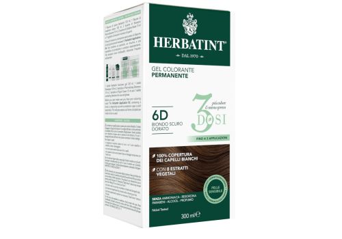 Herbatint 3 dosi gel colorante permanente 6D biondo scuro dorato 300ml