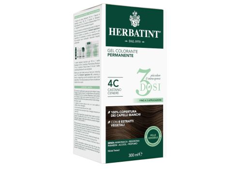 Herbatint gel colorante permanente 3 dosi 4 c castano cenere 300ml