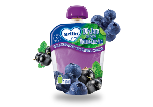 Mellin 100% frutta pouch con carota mirtillo e ribes nero 90 grammi
