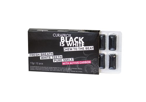 Black is White carbone attivo gomme da masticare per il benessere intestinale 12 pezzi