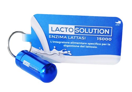 Lacto Solution Enzima Lattasi 15000 integratore per la digestione del lattosio 15 compresse con portapillole