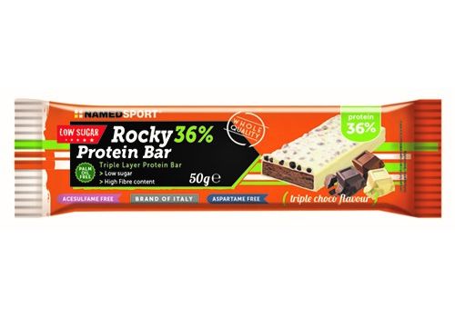 Rocky 36% proteine barretta proteica triplo cioccolato 50 grammi