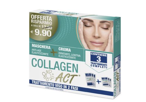 Collagen Act trattamento viso in 2 fasi maschera 3x15ml + crema idratante 3x5ml