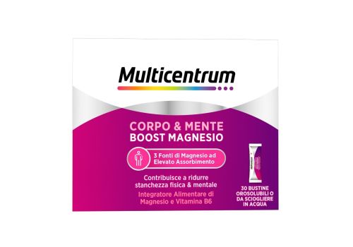 Multicentrum Boost Magnesio Integratore Alimentare Vitamina B6 per Supporto Organismo 30 Bustine