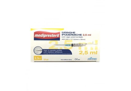 MEDIPRESTERIL SIRINGHE IPODERMICHE 2.5ML 10PZ