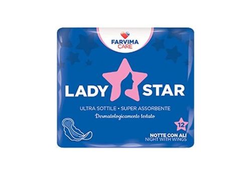 Lady Star assorbenti notte con ali 100% cotone biologico 12 pezzi