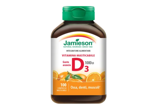 Jamieson Vit D integratore per ossa e immunità gusto arancia 100 compresse masticabili
