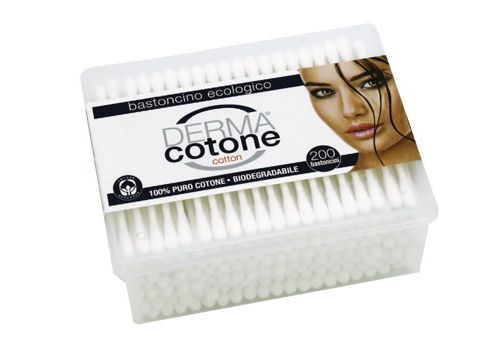Dermacotone cotton fioc bastoncini di cotone per l'igiene delle orecchie 200 pezzi
