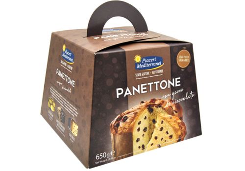 Piaceri Mediterranei panettone con gocce di ciocolato senza glutine 650 grami