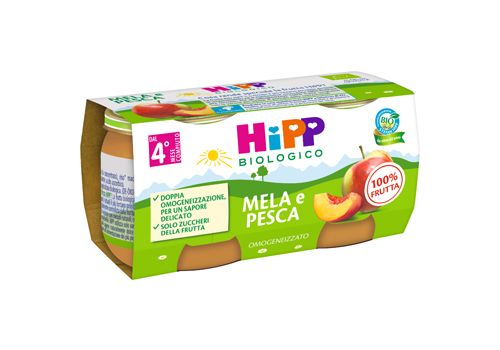 Hipp biologico mela e pesca omogenizzato 2x80 grammi