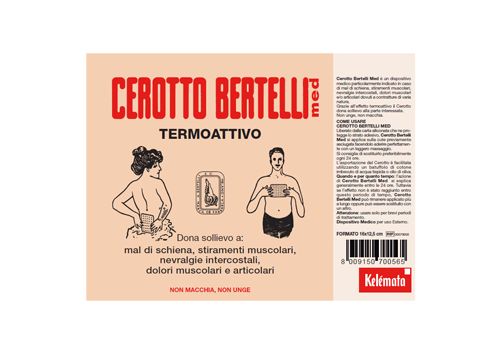 Cerotto Bertelli termoattivo per dolori muscolari misura grande media 16x12,5cm