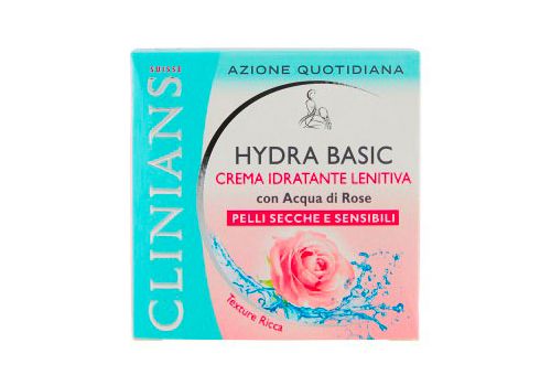 Clinians Hydra Basic Crema Ricca idratante Lenitiva con Acqua di Rose per Pelli Secche e Sensibili 50ml