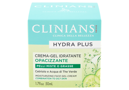 Clinians Hydra Plus Crema-Gel Idratante Opacizzante con Cetriolo e Acqua di The Verde per Pelli Miste o Grasse 50ml