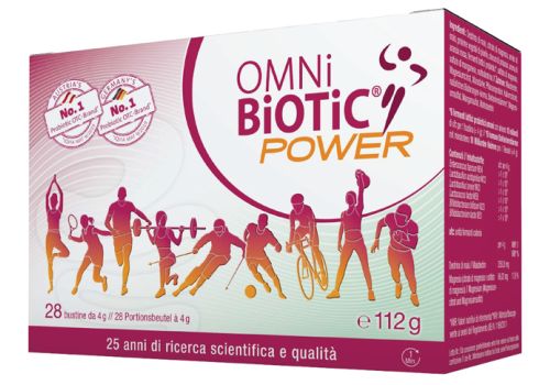 Omni Biotic Power integratore di probiotici prebiotici e magnesio con aroma arancia rossa 28 bustine