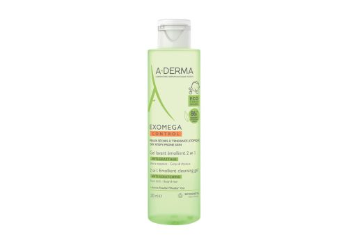 A-Derma Exomega Control gel detergente emolliente 2 in 1 per pelle a tendenza atopica 200ml 