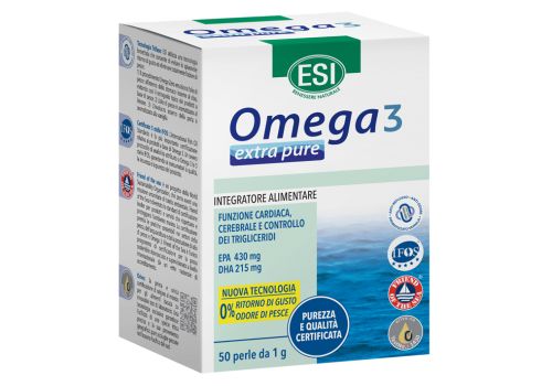 Omega 3 Extra Pure integratore per la funzione cardiaca cerebrale e il controllo dei trigliceridi 50 perle