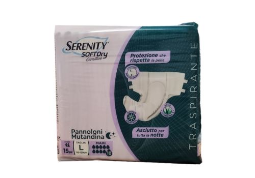 SERENITY SOFTDRY SENSITIVE PANNOLONI MUTANDINA MAXI TAGLIA L 15PZ