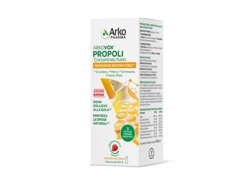 Arkovox Propoli Concentrato Fluido integratore per le vie respiratorie e le difese immunitarie soluzione orale 140ml