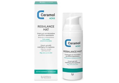 Ceramol Acn3 Rebalance Mat crema gel opacizzante per pelle a tendenza acneica 50ml
