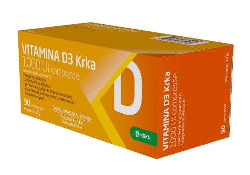 Vitamina D3 Krka 1000 UI integratore per ossa e sistema immunitario 90 compresse