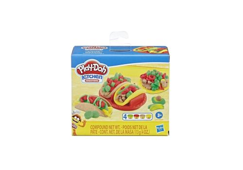 Hasbro Play-Doh kitchen creations foodie favorities taco time playset con plastilina colori assortiti 4 vasetti