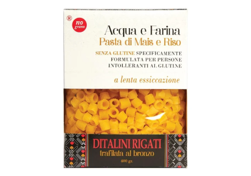 Nutri té ditalini rigati pasta di mais e riso acqua e farina senza glutine 250 grammi