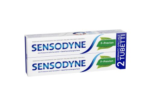 Sensodyne F-Previen Dentifricio Denti Sensibili Igiene Dentale Gusto Menta Fresca 2x75 ml