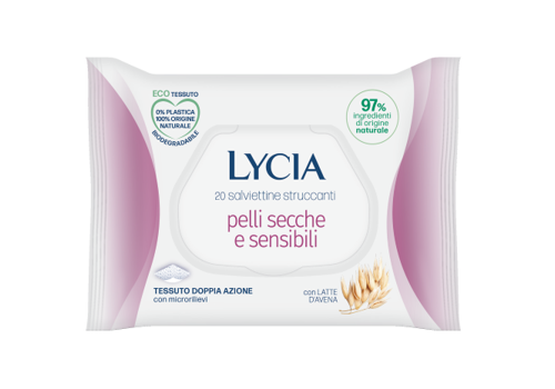 Lycia salviettine struccanti doppia azione pelli secche e sensibili 20 pezzi
