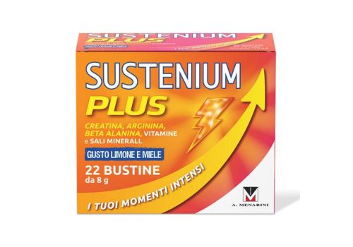 Sustenium Plus Gusto Limone e Miele integratore energizzante con Vitamine, Minerali e Aminoacidi, 22 bustine