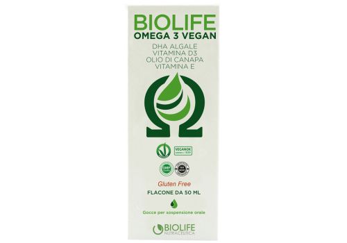 Biolife Omega 3 Vegan integratore per la funzione cardiaca e cerebrale gocce orali 50ml