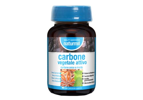 Naturmil Carbone Vegetale Attivo integratore per ridurre il gonfiore intestinale 90 perle