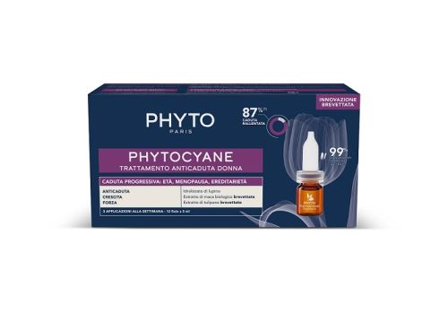 PHYTO PHYTOCIANE TRATTAMENTO ANTICADUTA DONNA CADUTA PROGRESSIVA 12 FIALE DA 5ML
