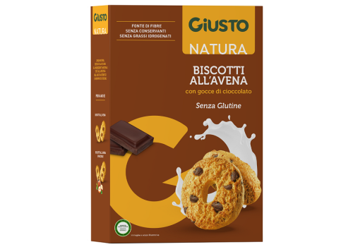 Giusto Natura biscotti all'avena con gocce di cioccolato senza glutine 250 grammi