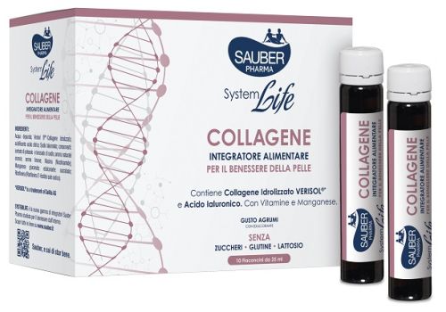 Sauber SystemLife Collagene integratore per il benessere della pelle 10 flaconcini x 25ml | offerta speciale
