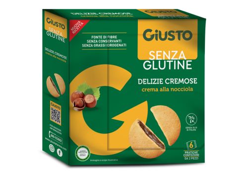 Giusto senza glutine delizie cremose con crema alla nocciola 180 grammi