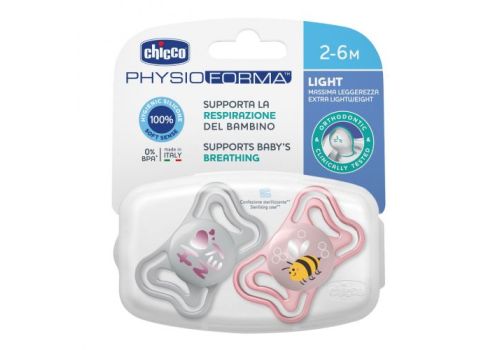Chicco succhietto light in silicone rosa 2-6m 2 pezzi