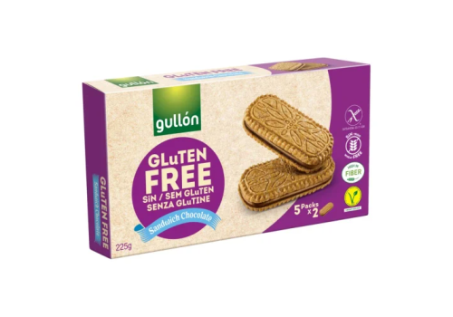 Gullon biscotti sandwich ripieni al cioccolato senza glutine 220 grammi